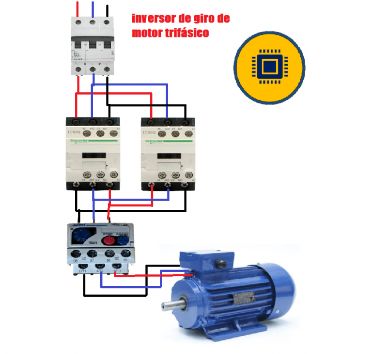 Máquinas eléctricas: Inversor de giro de motor trifásico.