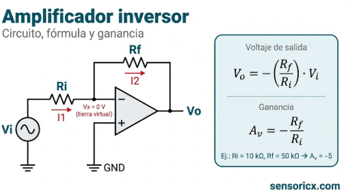Amplificador inversor: circuito, fórmula de voltaje de salida y ganancia