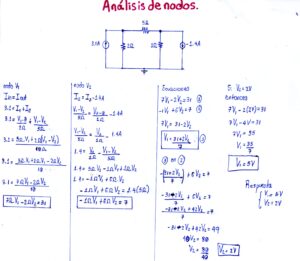 Circuitos eléctricos: Ejercicio de análisis de nodos.