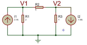 Circuitos eléctricos: Ejercicio de análisis de nodos.